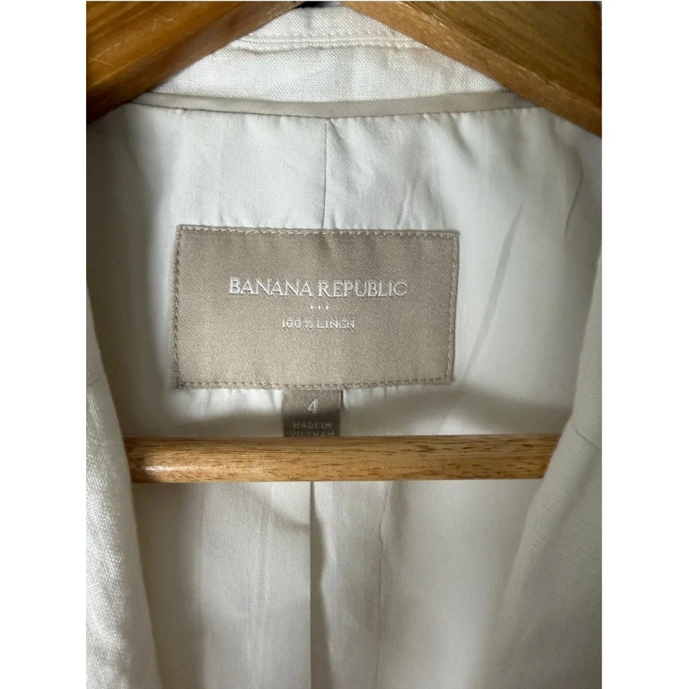 Banana Republic White 100% Linen Blazer Jacket Lined, Size 4 - Picture 2 of 7